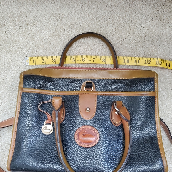 Dooney & Bourke Black Satchel with Tan Trim / All Weather Leather - Picture 15 of 16
